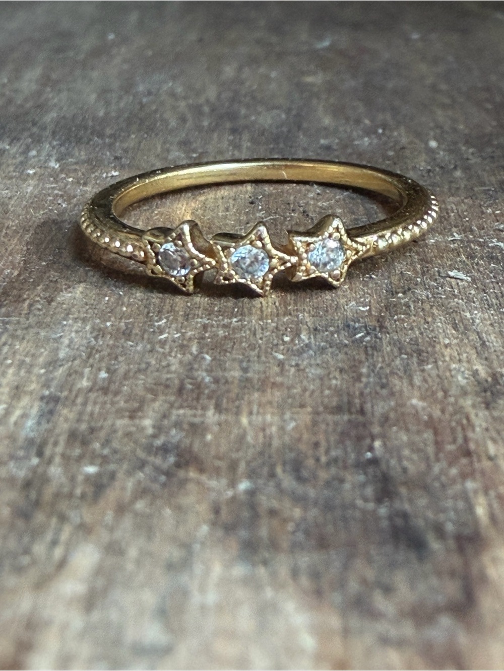 Pandora 14K Gold Plated Star Ring Bundle w/ Heart Charm